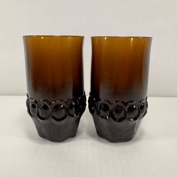 2 Vintage Tiffin Franciscan Madeira Smoke Brown Flat Tumblers Water Glass - Picture 2 of 4